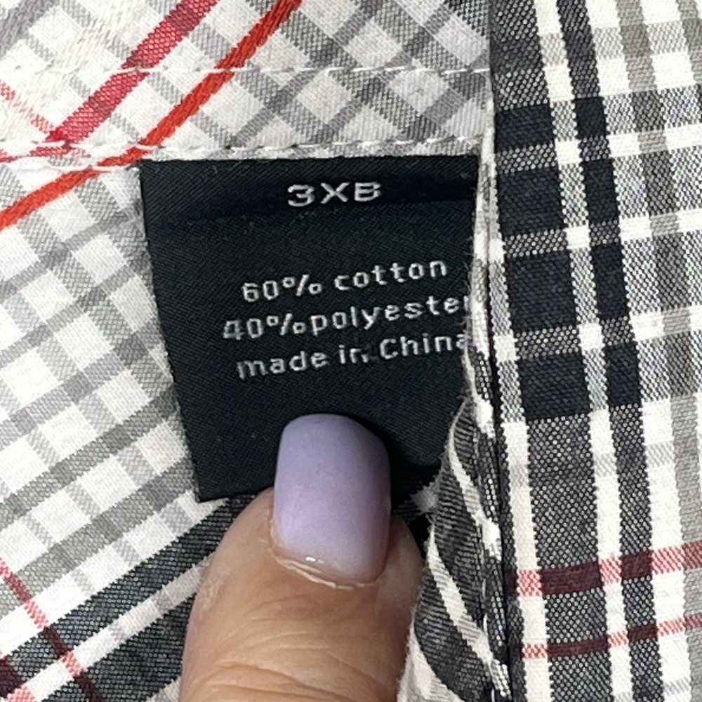 Sean John Shirt Men's Big Tall 3XB 3XL Red Black White Plaid Short Sleeve Button - Picture 3 of 7